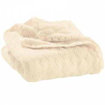 Knitted woollen baby blanket Natural 01 | .