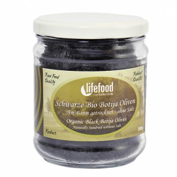 Organic Black Botija Olives Sundried Unsalted 300g 